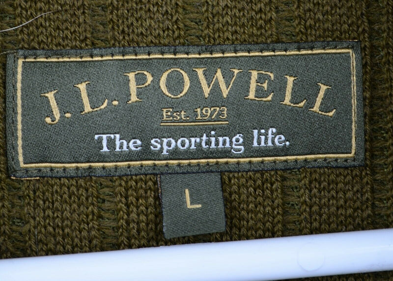 JL Powell Men's Sz Large Wool Blend Leather Elbow Patches Hunting Sweater