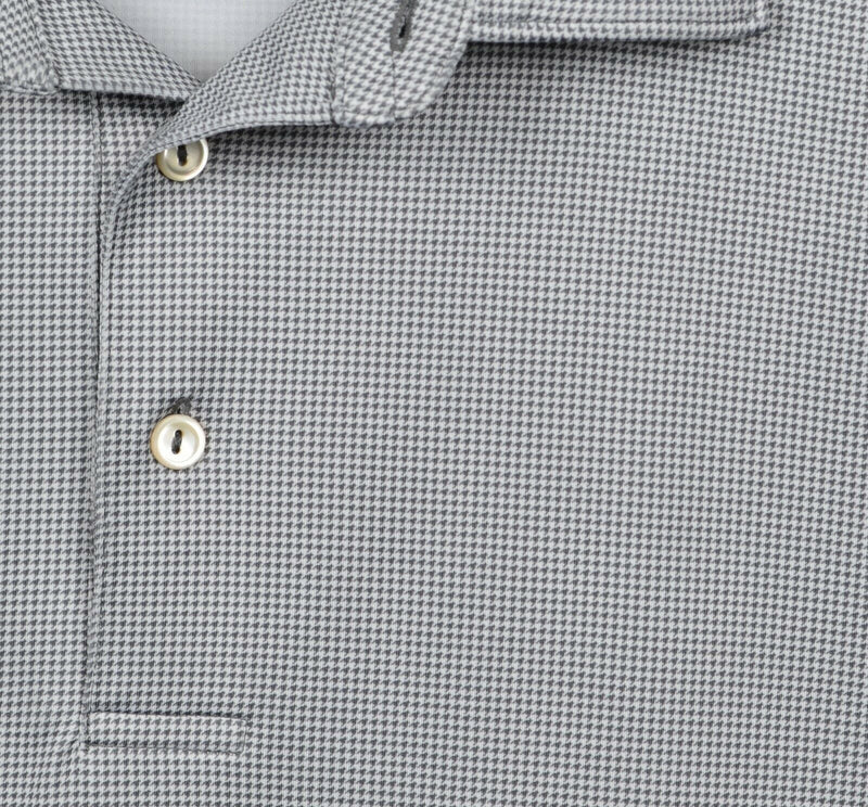 Peter Millar Men's Sz 2XL Summer Comfort Gray Houndstooth Plaid Polo Golf Shirt