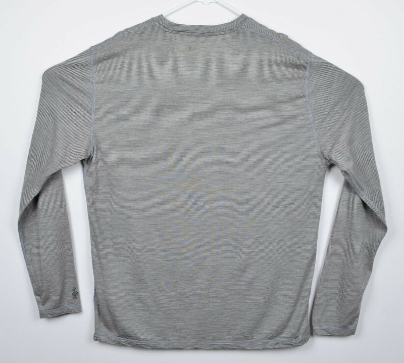 Smartwool Men's XL 100% Merino Wool Gray Striped Long Sleeve Base Layer Top