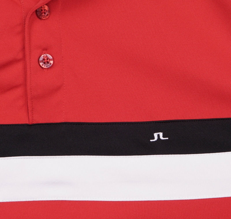 J. Lindeberg Men's Sz Large Regular Fit Red Striped Joakim Golf Polo Shirt