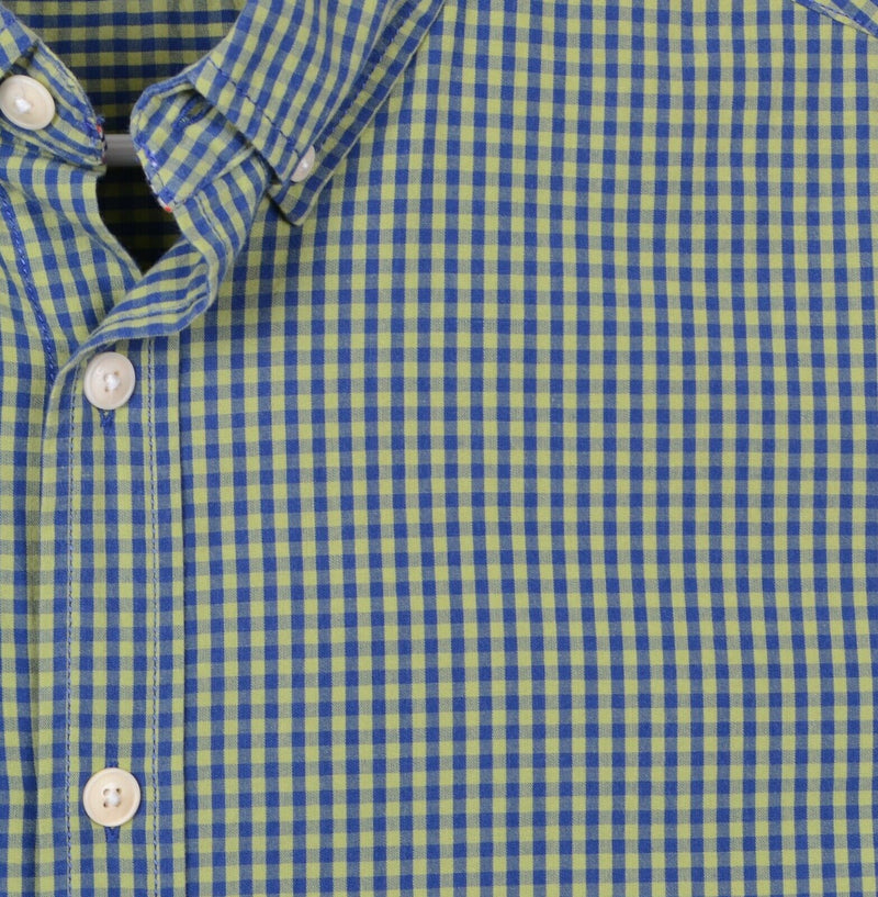 The Normal Brand Men's Medium Blue Green Plaid Gingham Check Long Sleeve Shirt