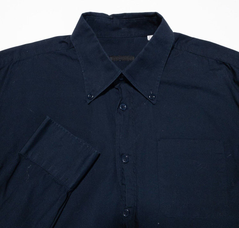 Prada Shirt 16.5/41 Men's Long Sleeve Button-Down Solid Navy Blue Designer