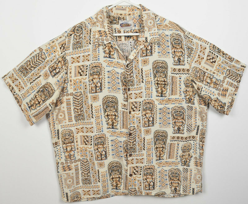 Reyn Spooner Men's XL? Tiki Pattern Art of Eddy Y Vintage Hawaiian Aloha Shirt