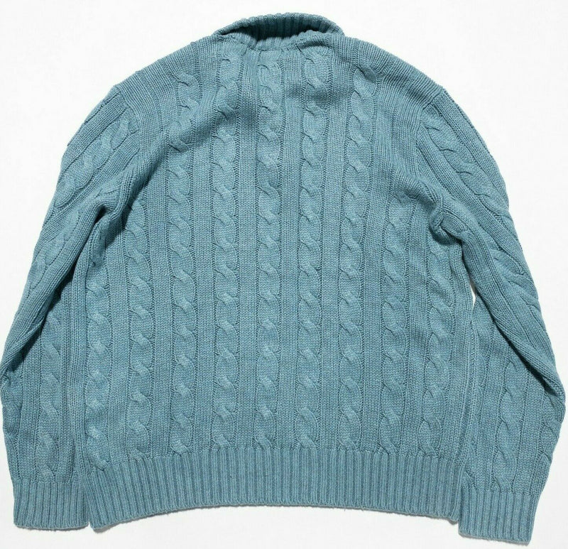 Polo Ralph Lauren Men's XL Blue/Green Cable-Knit 100% Silk Toggle 90s Sweater