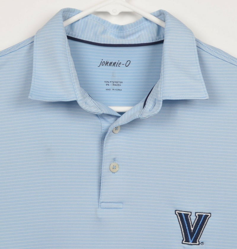 Villanova Johnnie-O Men's Sz Large Blue Striped Performance Golf Polo Shirt