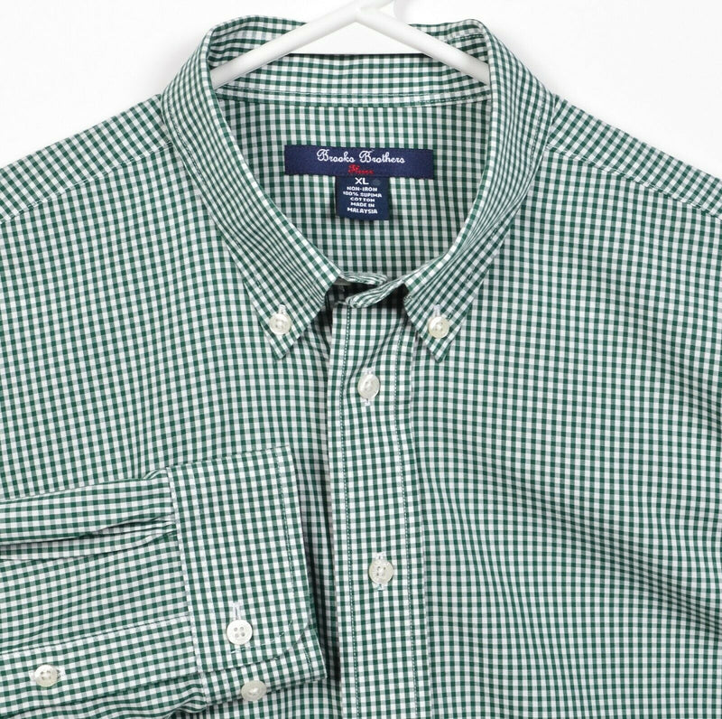 Brooks Brothers Fleece Boy's XL Green Check Non-Iron Button-Down Shirt