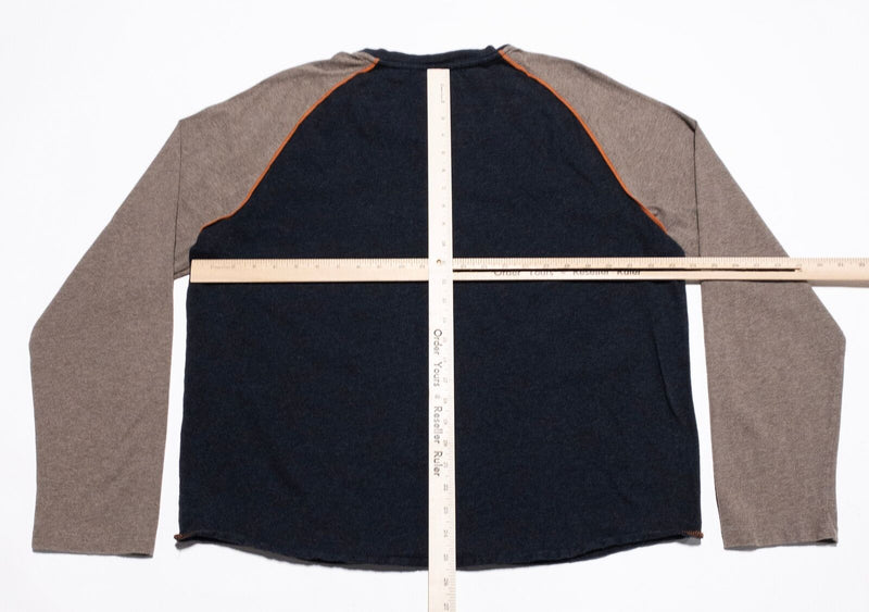 Carbon 2 Cobalt Long Sleeve T-Shirt Men's Large V-Neck Black Brown Colorblock