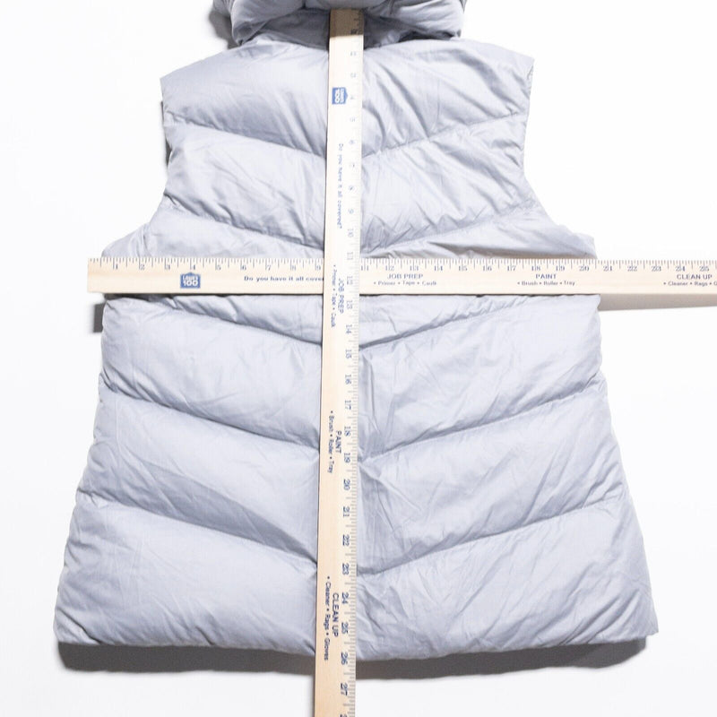Nike Down Puffer Vest Women's Large Hooded Light Gray Hooded Full Zip 418791-002