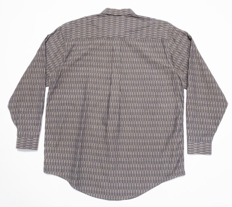 Patagonia Shirt Large Men's Gray Geometric Vintage 90s Long Sleeve Button-Front
