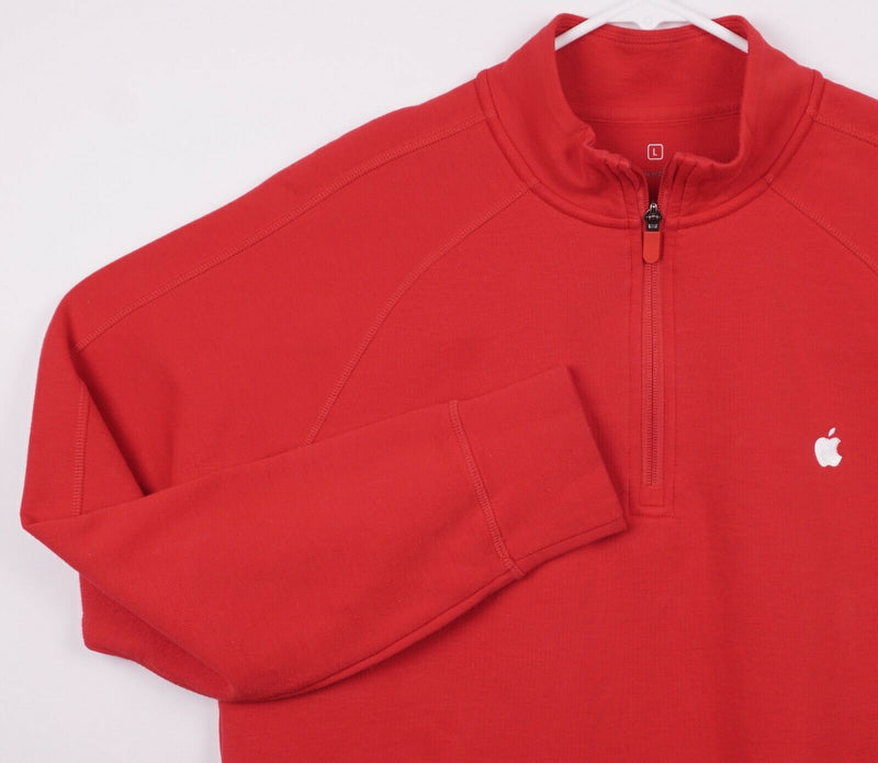Apple Store Men's Large Employee Uniform Solid Red 1/4 Zip Sweatshirt