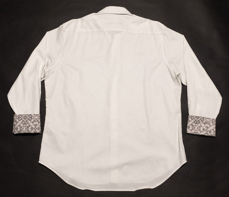 Robert Graham Shirt Men's XL Classic Fit Flip Cuff Long Sleeve White Paisley