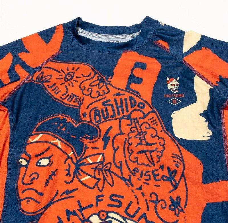 Half Sumo Shirt Men's Large Rash Guard MMA Martial Arts Bushido Graphic S/S