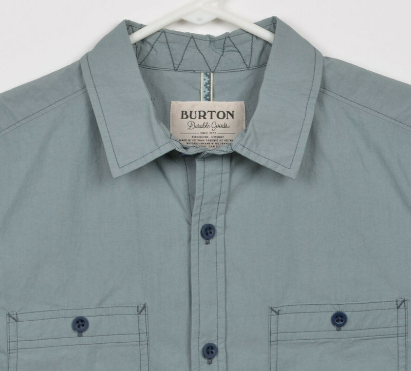 Burton Men's Small Green Cotton Nylon Blend Short Sleeve Button-Front Shirt