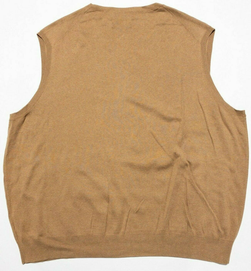 Polo Ralph Lauren Men 4XB (4XL Big) Beige Brown Pima Cotton V-Neck Sweater Vest