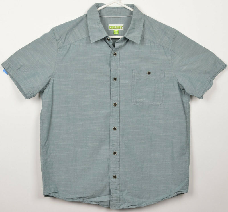 Cariloha Men's Medium Organic Cotton Bamboo Green S/S Button-Front Shirt
