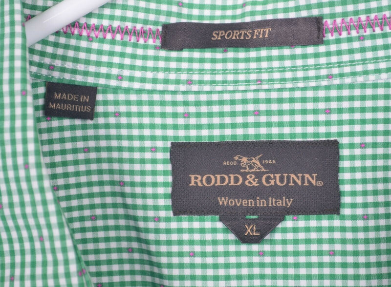 Rodd & Gunn Men's XL Sports Fit Green Gingham Long Sleeve Button-Front Shirt