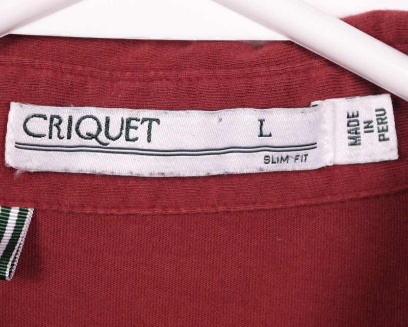 Criquet Men's Large Slim Fit Solid Red Organic Cotton S/S Pocket Polo Shirt