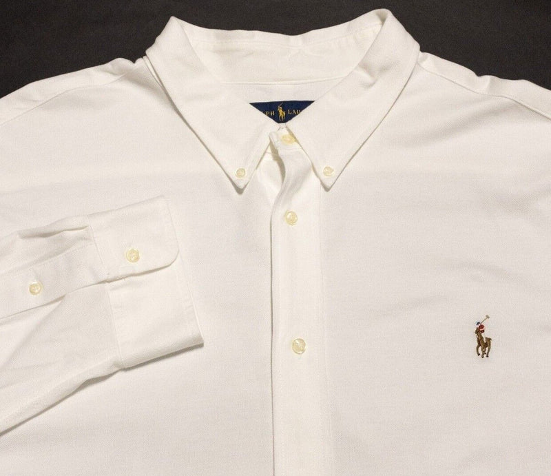 Polo Ralph Lauren Shirt Mens 3XB Long Sleeve Knit Oxford White Big & Tall Button