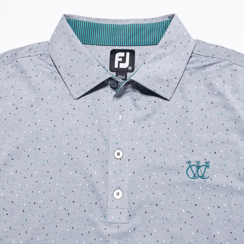 FootJoy Golf Polo Men's Medium Gray Polka Dot Wicking Stretch Performance