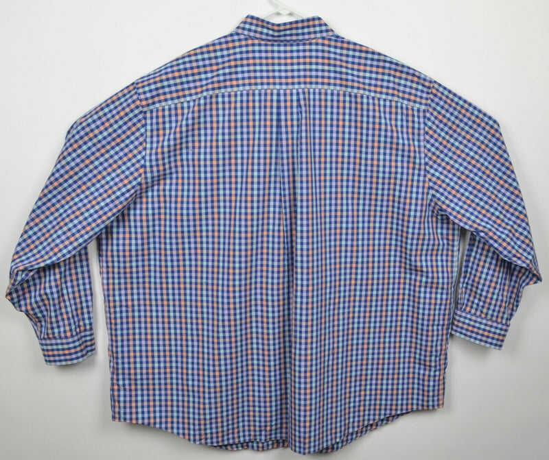 Brooks Brothers Men's 3XL Non-Iron Navy Orange Purple Check Button-Down Shirt