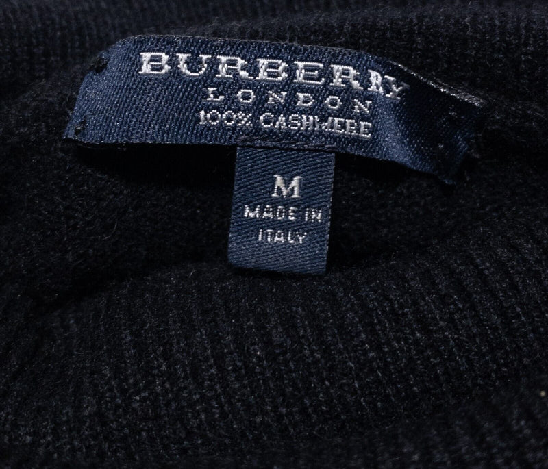 Burberry Cashmere Sweater Women's Medium Turtleneck Pullover Elbow Pads Black