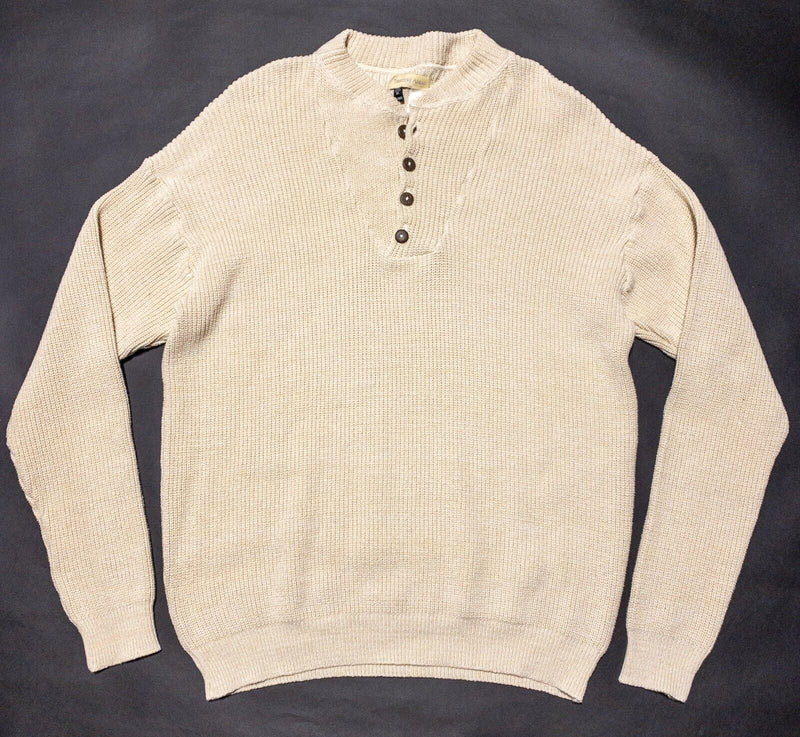 The Territory Ahead Sweater Men's XL Long Vintage 90s Henley Knit Ivory