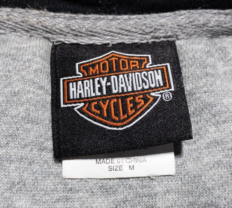 Harley-Davidson Full Zip Hoodie Men's Medium Gray Biker Logo Live Free H-D