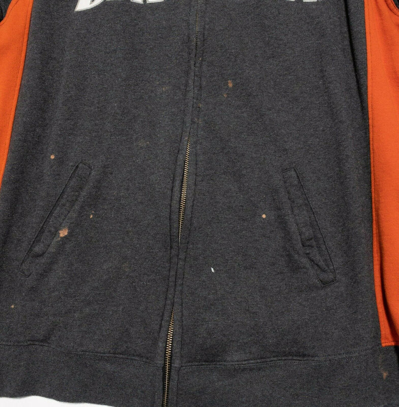 Harley-Davidson Racing Full Zip Hooded Sweatshirt Men's 2XL Gray Orange STAINED