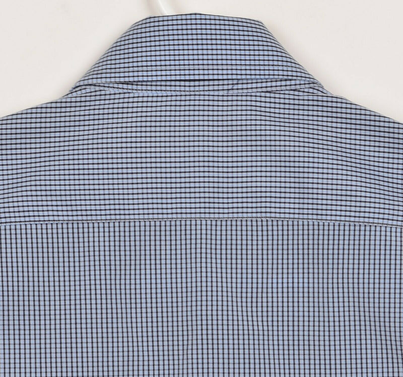 Allen Edmonds Men's Sz Medium Blue Navy Plaid Made in USA Button-Down Shirt