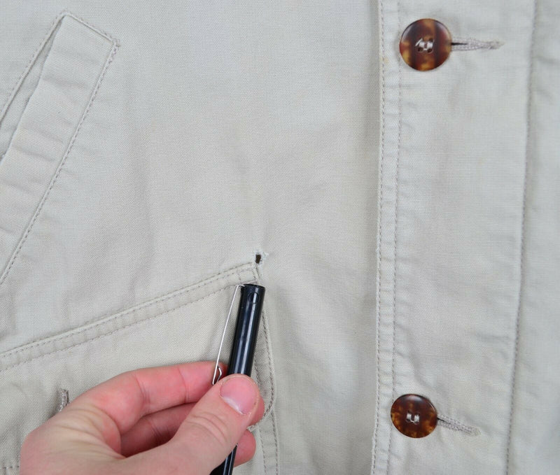 Vintage 80s Orvis Men's Large Beige Full Zip Button-Front Field Utility Jacket