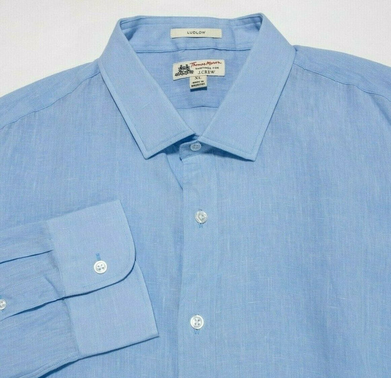 Thomas Mason for J. Crew Ludlow 100% Linen Button-Front Shirt Blue Men's XL