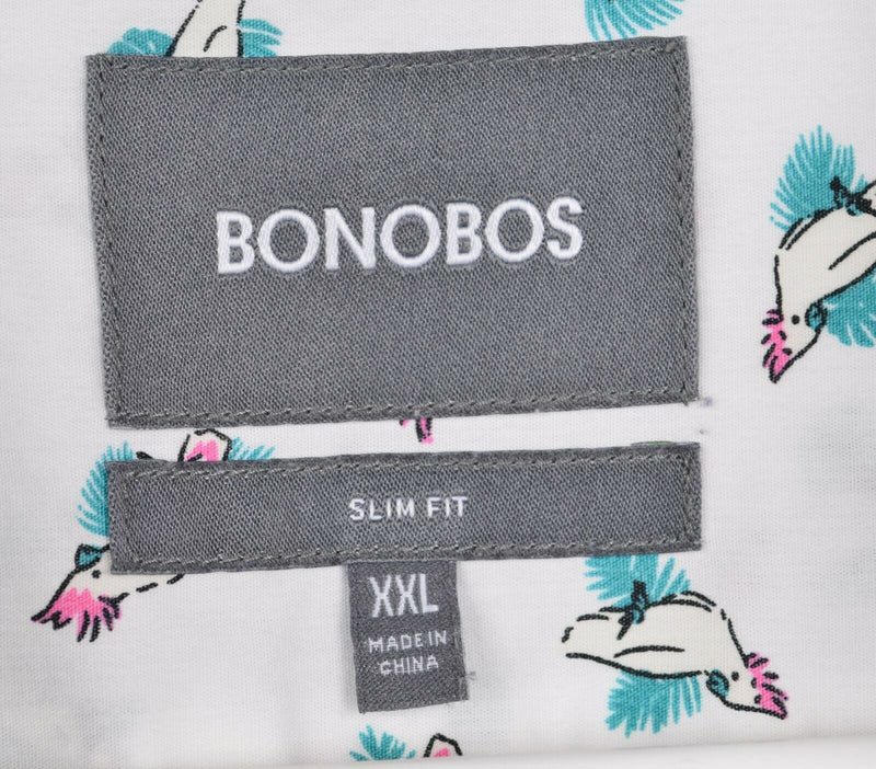 Bonobos Men's Sz 2XL Slim Fit Parrot Graphic Bird Pattern Short Sleeve Shirt