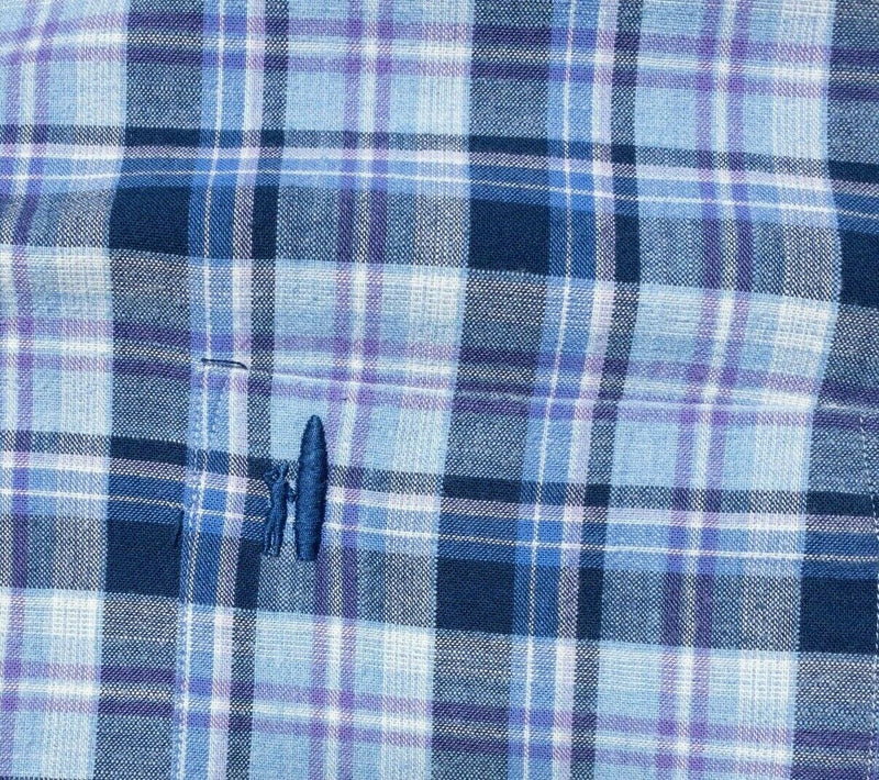 johnnie-O Hangin' Out Button-Down Shirt Blue Purple Plaid Preppy Men's Large