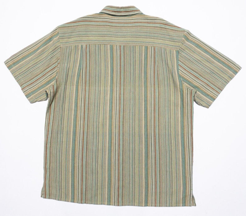 Territory Ahead Shirt Large Men's Multi-Color Striped Woven 90s Short Sleeve