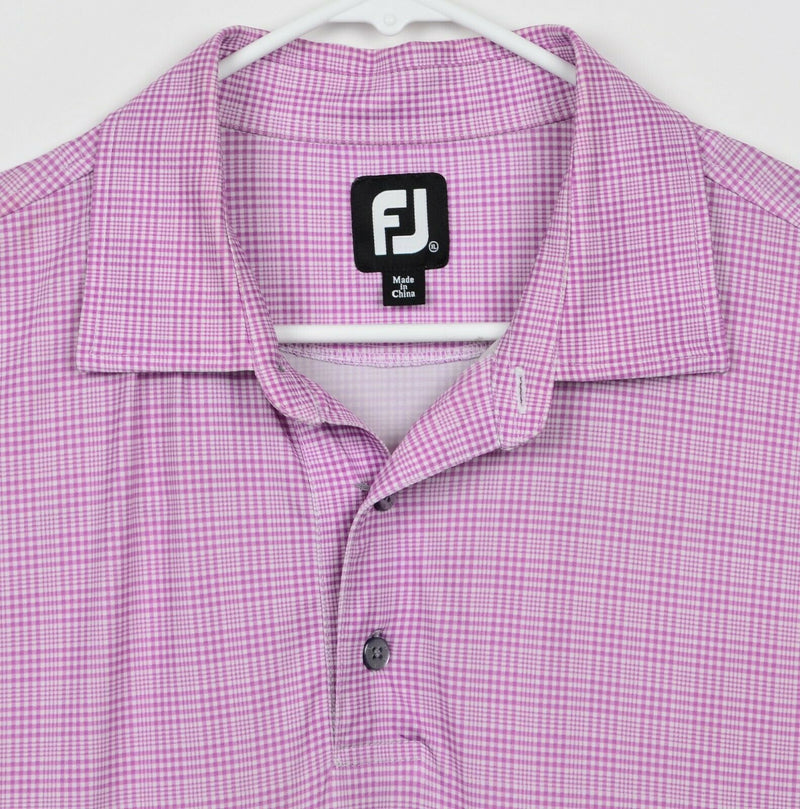 FootJoy Men's Sz XL Pink Plaid Short Sleeve Golf Polo Shirt