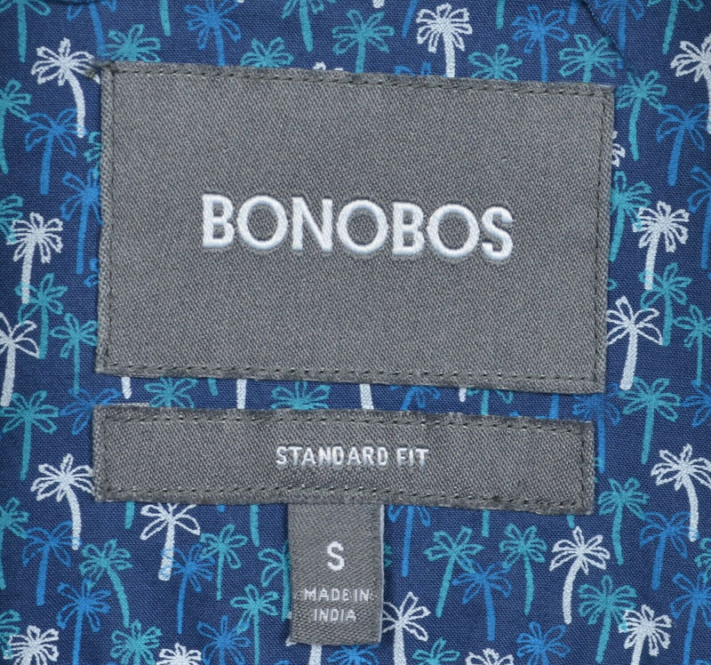 Bonobos Men's Small Standard Fit Floral Palm Tree Print Blue Button-Down Shirt