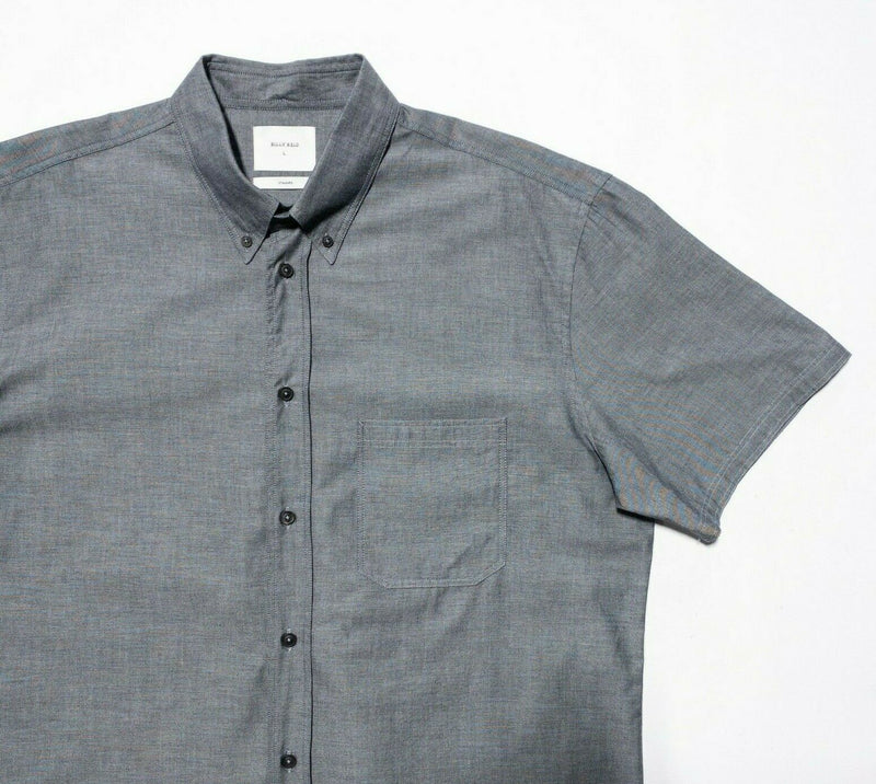 Billy Reid Large Standard Shirt Men's Short Sleeve Button-Down Gray