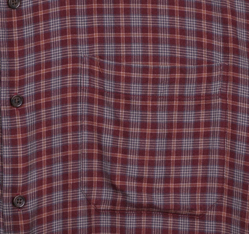 Orvis Signature Men's XL Silk Wool Blend Red Plaid Flannel Button-Down Shirt