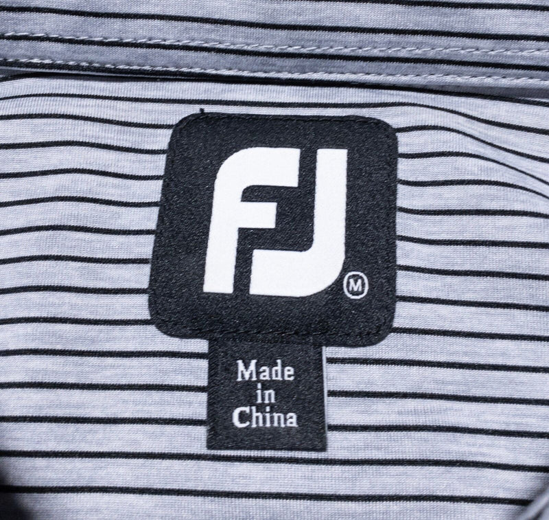 FootJoy Golf Shirt Men's Medium Gray Striped Wicking Performance Polo Medinah CC