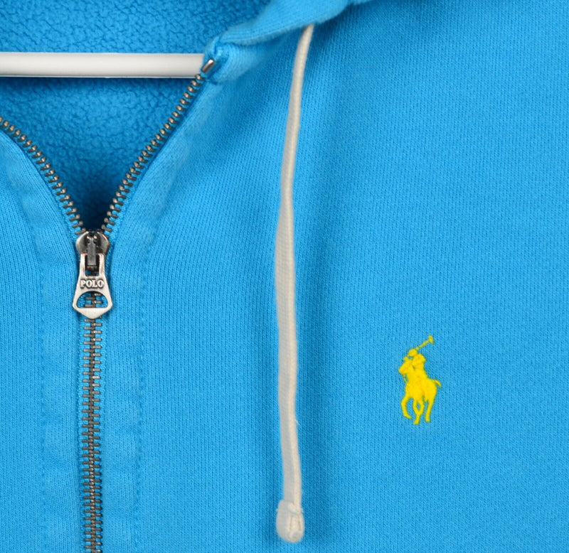 Polo Ralph Lauren Men's Large Aqua Blue Pony Full Zip Hoodie Sweatshirt