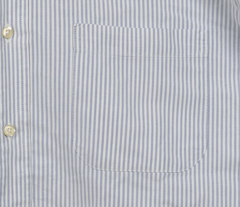 Brooks Brothers Men 16.5/35 Traditional Fit Blue Striped Button-Down Dress Shirt