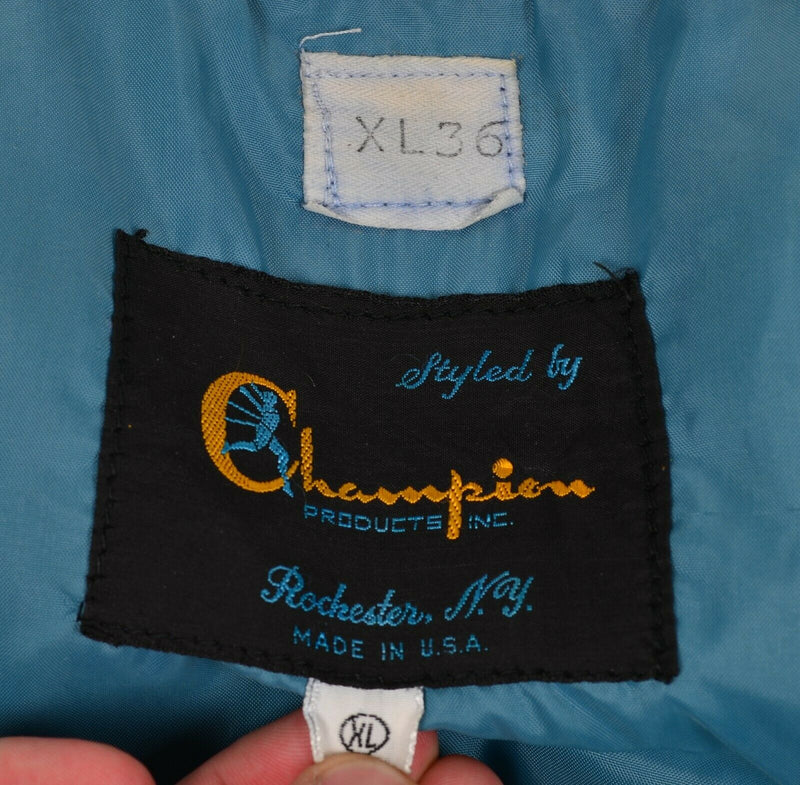 Vintage 60s Champion Men's XL Navy Blue Full Zip Hooded Lined Jacket