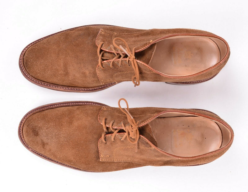Vtg Alden Men's US 12 Plain Toe Basic Derby Suede Snuff Shoes New England