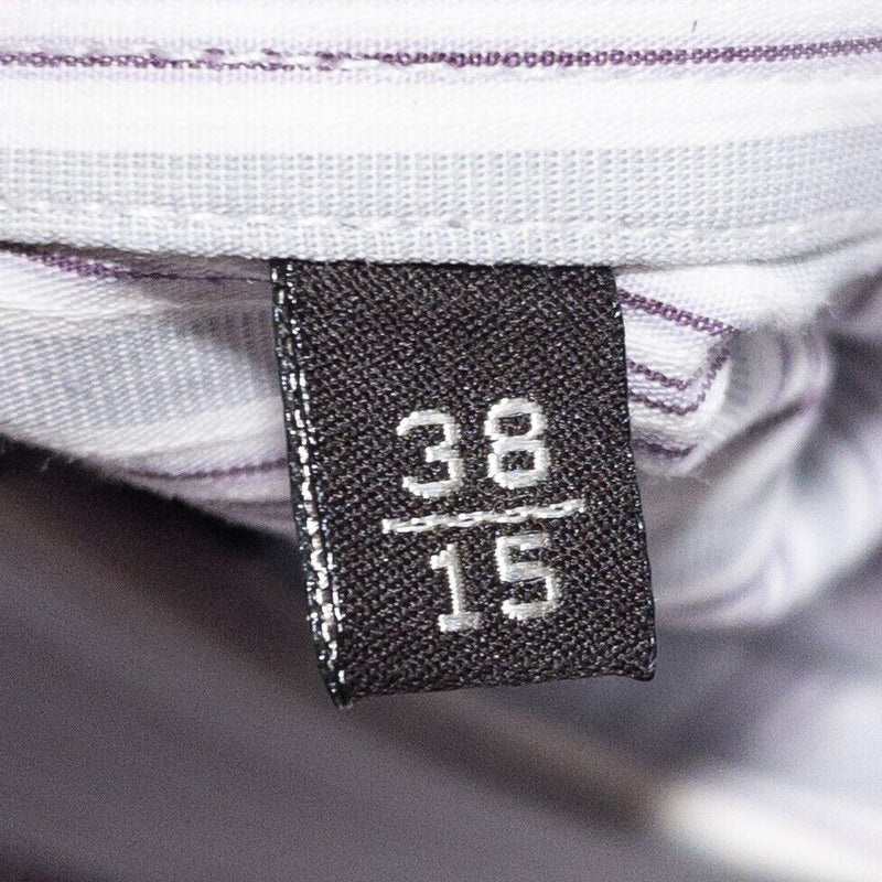 Canali Dress Shirt Men's 15/38 Purple Gray Striped Spread Collar Italy Designer