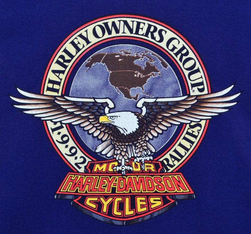 Vintage 1992 Harley-Davidson Men's Large Eagle Globe Emblem Owner Group T-Shirt