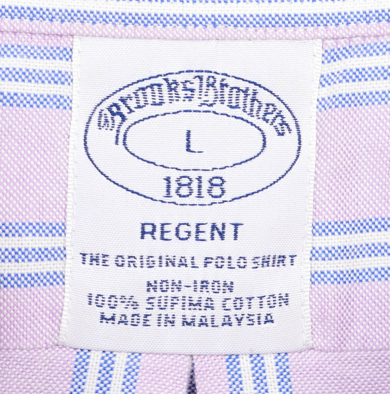 Brooks Brothers Men's Large Purple/Pink Blue Striped Non-Iron Regent Shirt