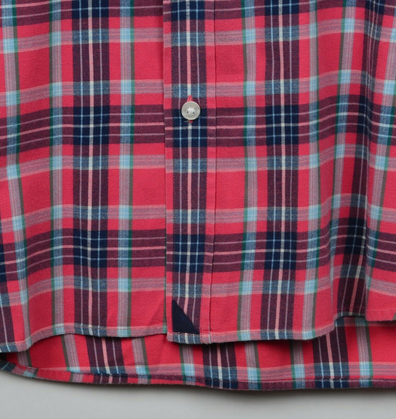 UNTUCKit Men's Sz Large Pink Navy Plaid Long Sleeve Button-Front Shirt