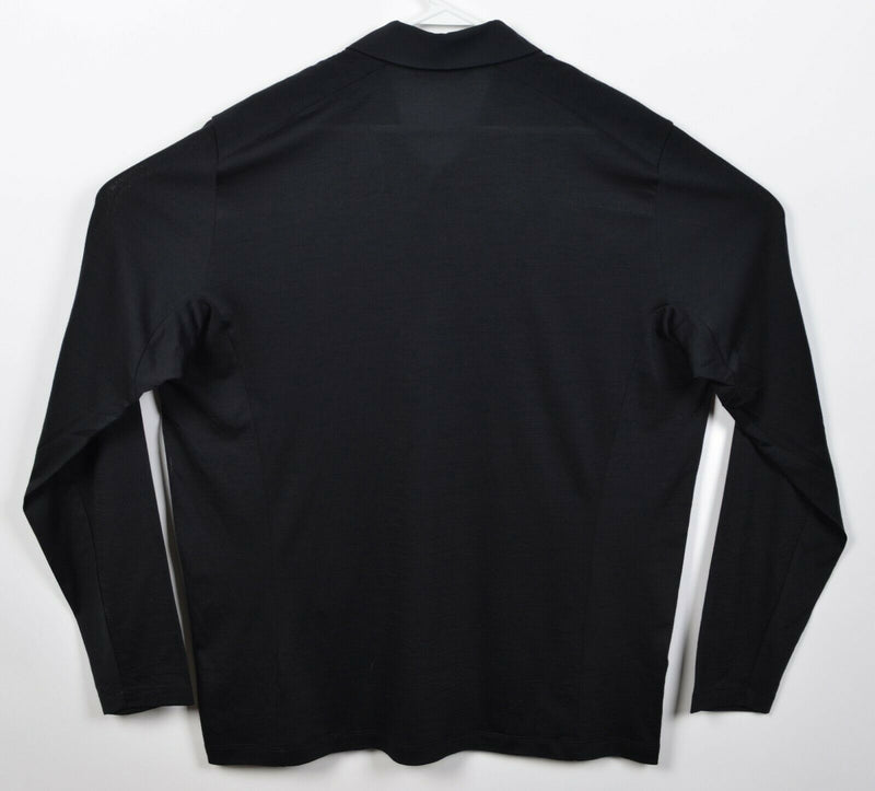 Arc'teryx Men XL Solid Black Snap Collar Merino Wool A2B Long-Sleeve Polo Shirt