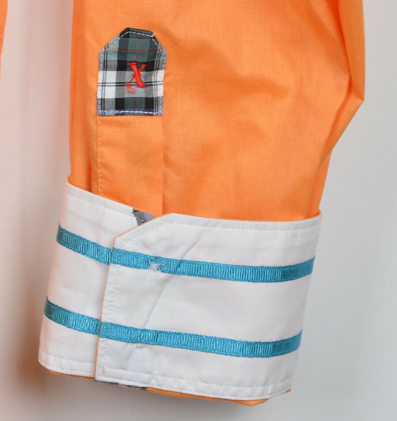 Robert Graham X Men's 3XL Tailored Fit Flip Cuff Solid Orange Designer Shirt
