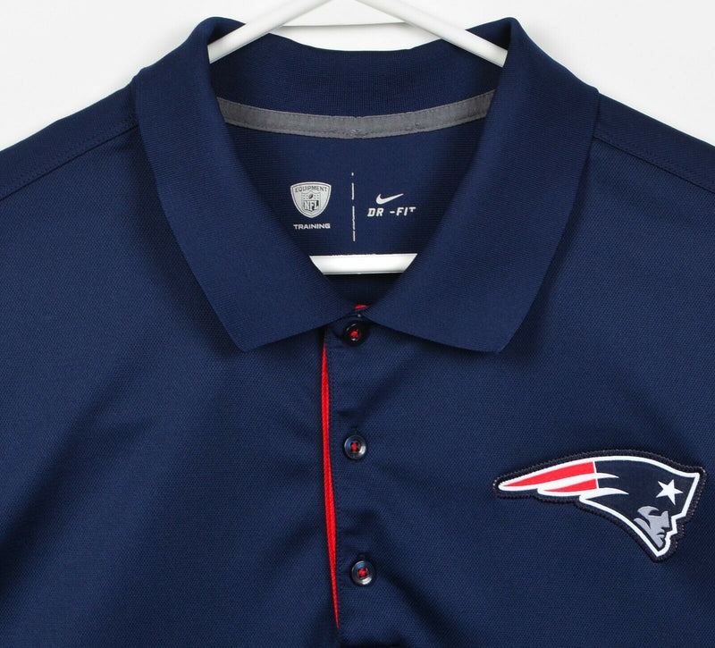 New England Patriots Men's 2XL Nike Dri-Fit Navy Blue Red Wicking Polo Shirt